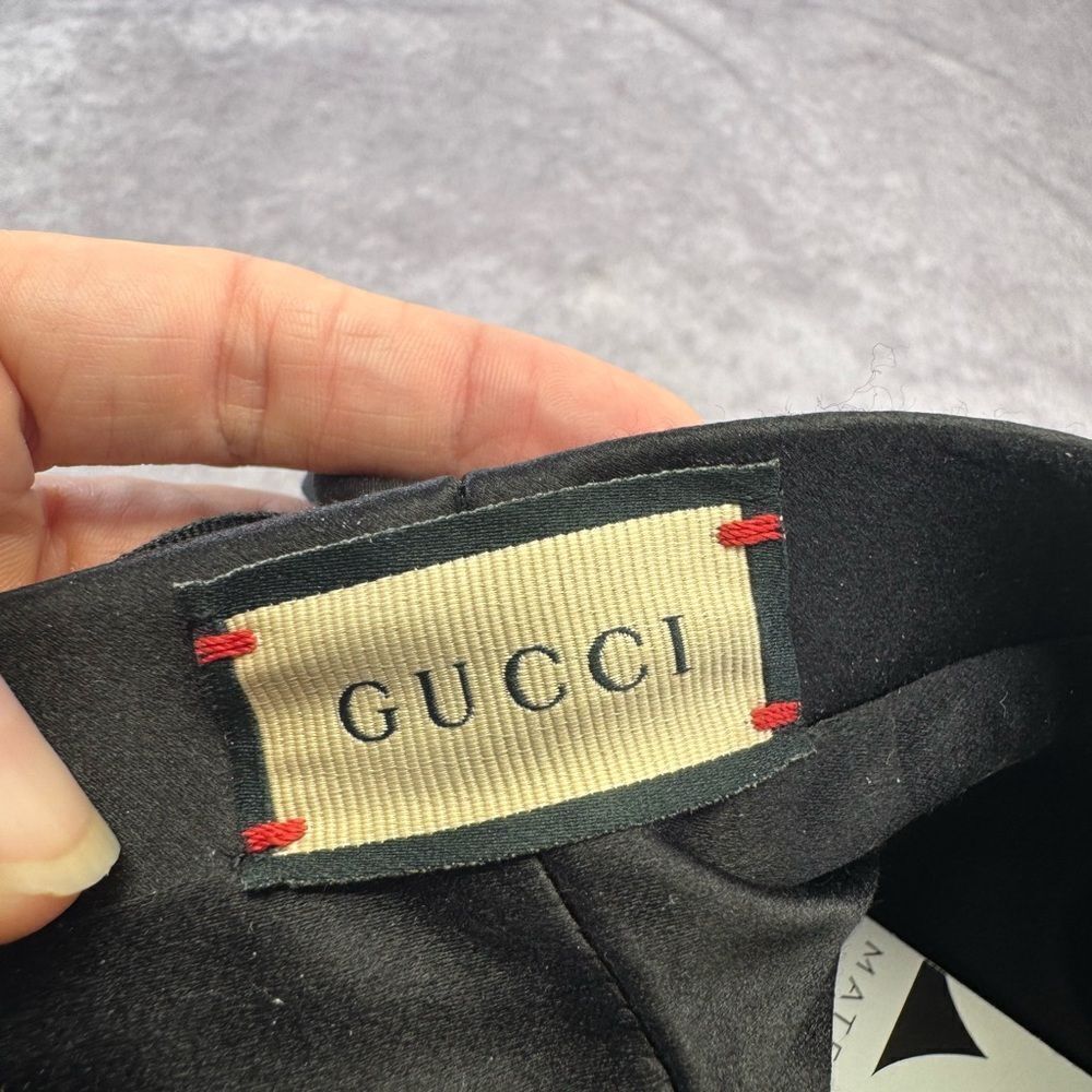 Rare Gucci Sequin Satin Bow Black Beret Cap - Picture 7 of 12